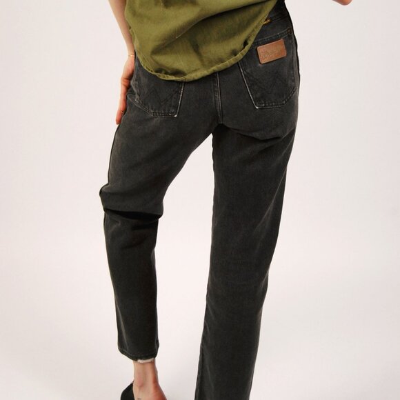 90s Black Wrangler Jeans (26) straight leg dark wash women vintage gray faded - Picture 3 of 9
